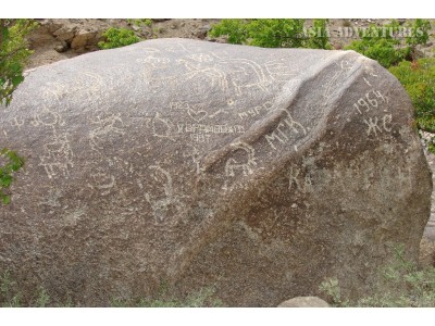 Rock paintings, Kaahka fortress, Tajikistan