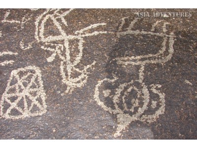 Rock paintings, Kaahka fortress, Tajikistan