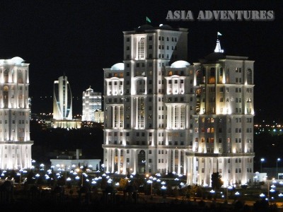 View of a night city, Ashgabat, Turkmenistan